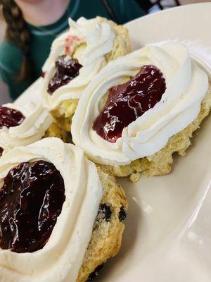 Scones with jelly and cream