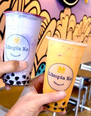 Ube Float Boba Milk Tea and Thai Float boba milk tea