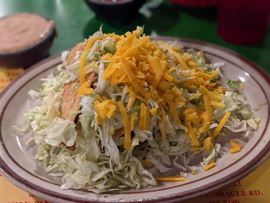 Two hard shell carne seca tacos