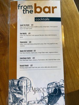 Bar menu