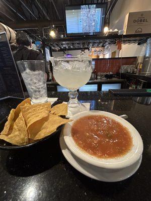 Chips, salsa, margarita.