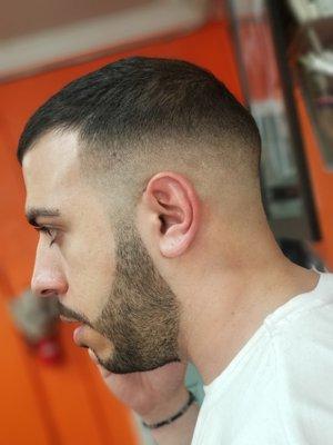 Skin fade with low beard