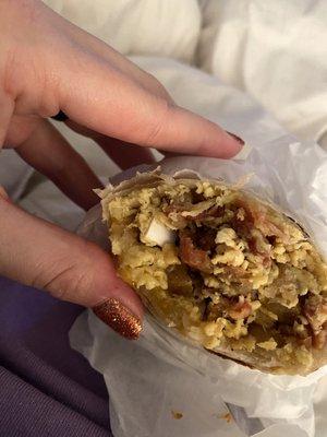 Bacon breakfast burrito