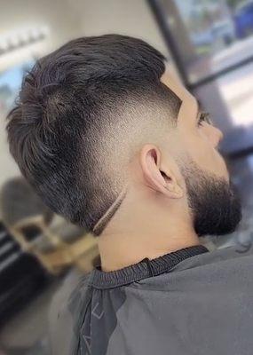 Burst Fade w/ Beard Line Up