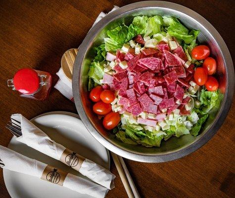 Fresh Chopped, Famous Antipasto Salad and Homemade Dressing