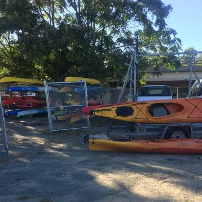 Loading the kayaks