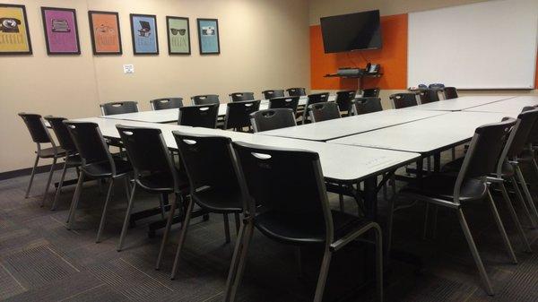 The Cornelia W. Matthews Training Room is approximately 450 square feet and can seat up to 30 people.