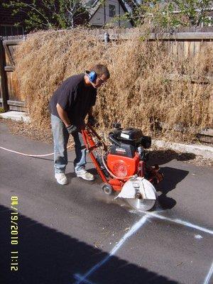 alley cut for sewer tap