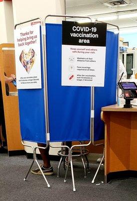 vaccination booth by the pharmacy