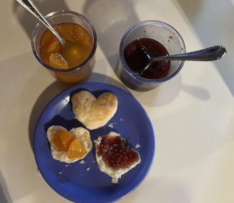 Biscuits and Jam.  Heart Shaped for Valentine's Day