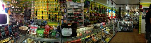 Bongs, vape, tobacco, etc on this side. This place is HUGE