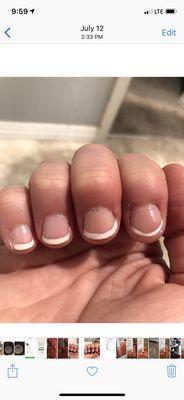 French tip job my coworkers couldn't believe a professional did this! Thought a kid painted them!