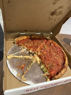 Medium Deep Dish V.I.P. Plus sausage.