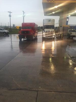 Apparently when it rains the truckers come and jam up the lot