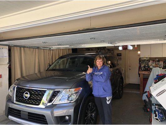 17 Armada finally fits under garage door.