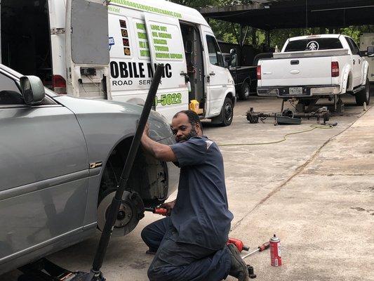 Making repairs on two vehicles