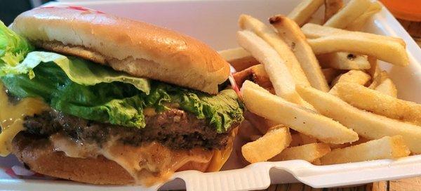 Juicy Lucy with fries.