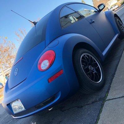 Cool looking beetle wrapped in Avery's matte blue metallic