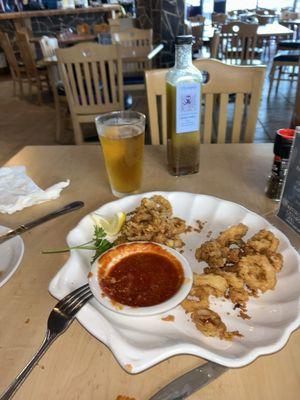 Calamari  with marinara sauce cook to perfection