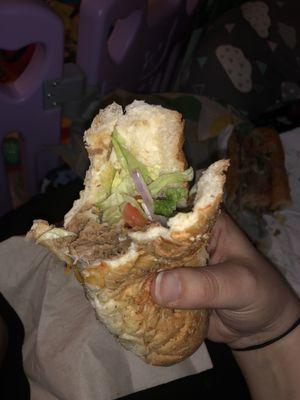 Just enjoying my steak sub with extra meat, JK.