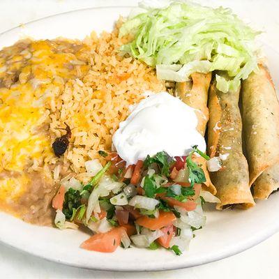 Taquitos with rice and beans