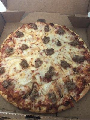 Sausage & onion pizza