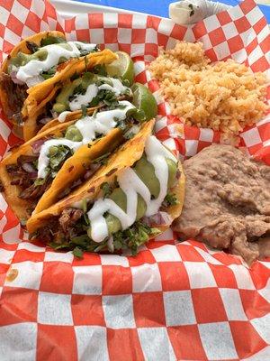 Catering plate, Tacos with a side of Rice & Beans