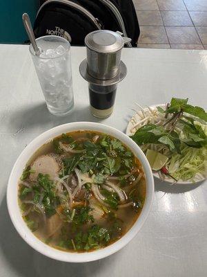 Bun Bo Hue with Vietnamese iced coffee