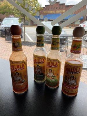 Great selection of hot sauces