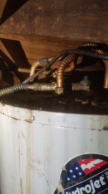 Old water heater that needed to be replace.