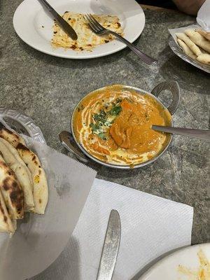 chicken tikka masala, garlic naan.