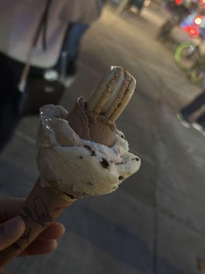 Small Chocolate Hazelnut Cone With A Mix Of Ice cream Flavors