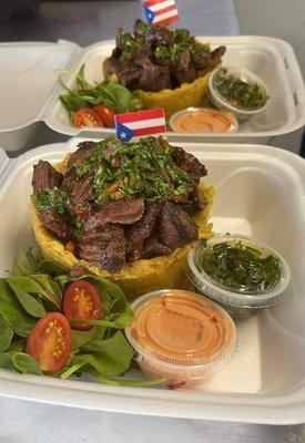 Mofongo Relleno con Churrasco / Mofongo Filled with Skirt Steak