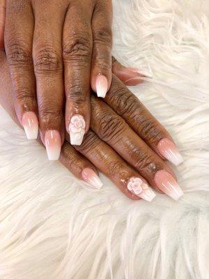 Warm pink with ombre nails style