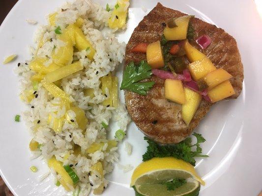 Tuna steak with pineapple rice