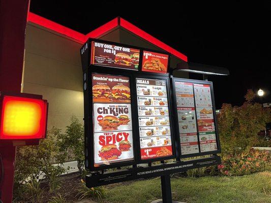 Drive thru menu