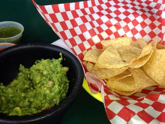 Fresh guacamole and chips.