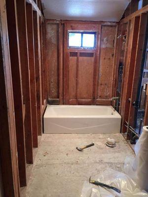 Bathroom water damage,  asbestos abatement,  mold remediation,  bathroom remodeling , tile demolition , wall demolition