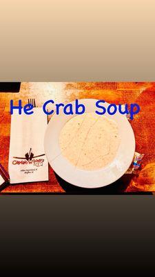 A delicious bowl of He Crab Soup