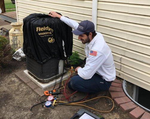 Our "summer simulator" tent allows Service Professionals to properly check and diagnose outdoor condensing units during colder weather.