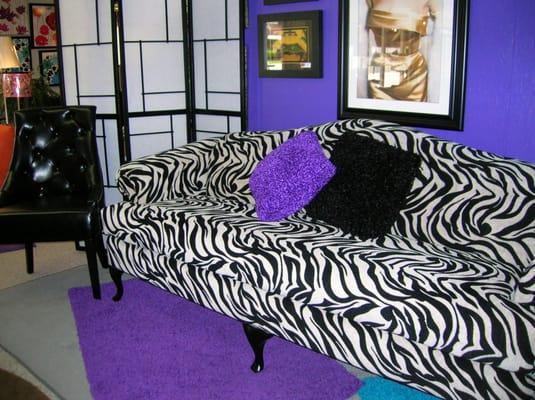 Custom Zebra Chenille Knob Hill Sofa