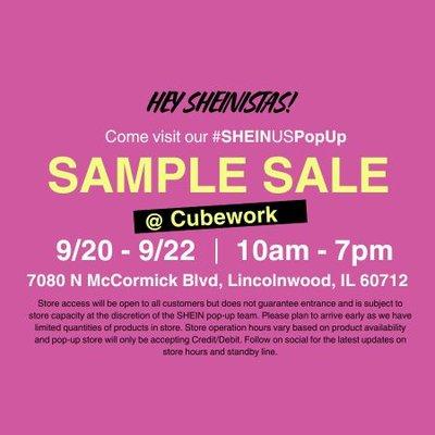 Info of #SHEINUSPopUp Sample Sale