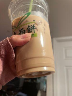 No tapioca on this Coffee Milk Bubble Tea