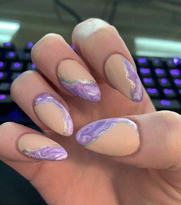 Beautiful marble and nude matte nails by Mimi