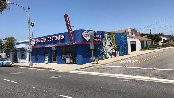 Corner view of the spa service centers location off Artesia Blvd and Perkins Ln.