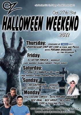 OZ HALLOWEEN WEEKEND 2022

WEDNESDAY - SUNDAY | OCTOBER 26-31