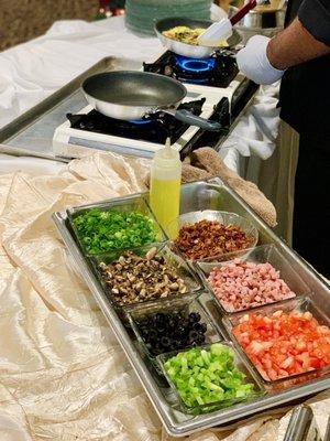 Made to order omelette bar for our corporate meeting breakfast!