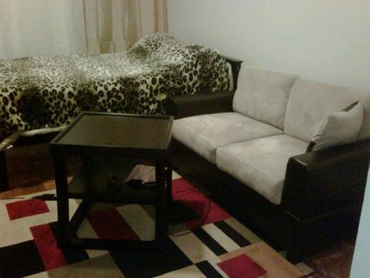 amazing mattress,  wood bed frame, comfy love seat, spectacular entertaining table, delivery and installation, all under $1K,!!