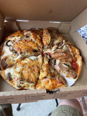 Meatball Mushroom Eggplant Pizza