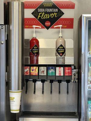 Soda fountain with Cherry & Vanilla Syrups to make Cherry coke, how cool